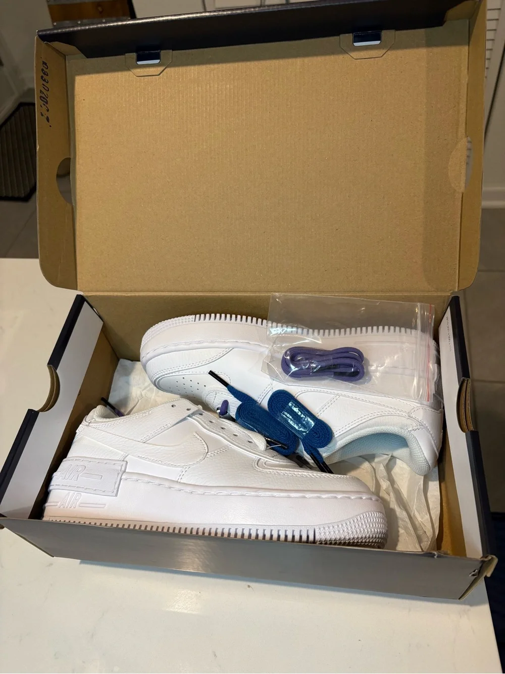 Nike W AF1 Shadow White white with extra laces new in box size 7.5 women’s